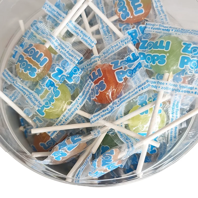 Zollipops Sugar-Free Lollipops – Tooth-Friendly Candy, Assorted Tropical Fruit, 1lb Tub