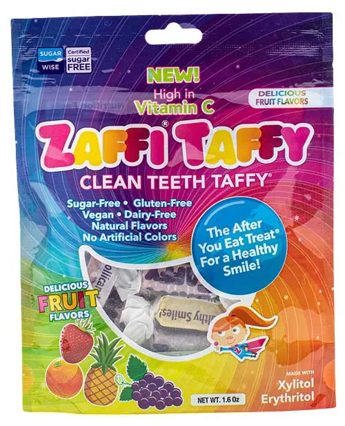 Zaffi Taffy Sugar-Free Chewy Candy – Tooth-Friendly Candy, Assorted Fruit