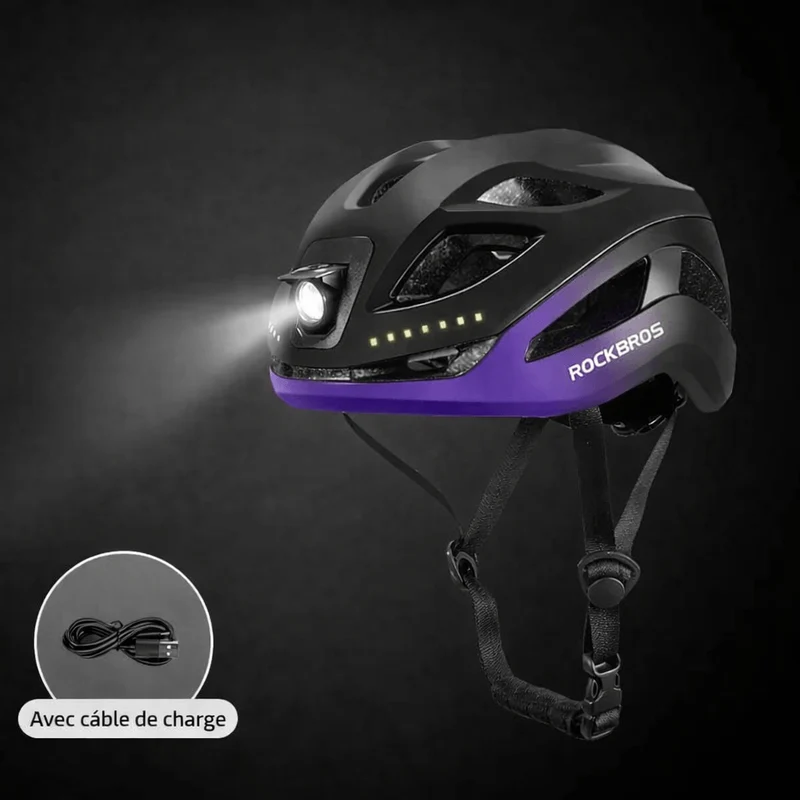LumiRide™ | Casque velo avec éclairage avant et arrière, protection renforcée