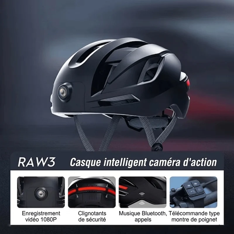 VisionGuard™ | Casque velo avec caméra HD intégrée et éclairage intelligent directionnel