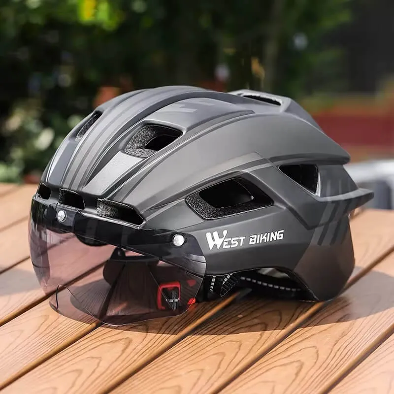AeroShield™ | Casque velo avec feu arrière intégré et lunettes magnétiques pour une sécurité renforcée