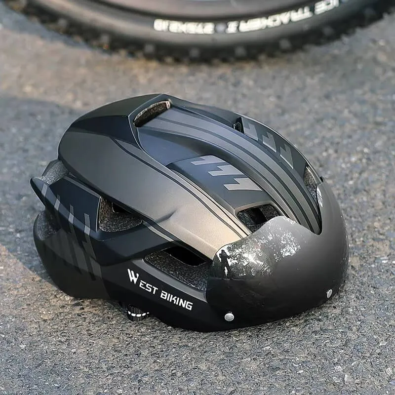 AeroShield™ | Casque velo avec feu arrière intégré et lunettes magnétiques pour une sécurité renforcée