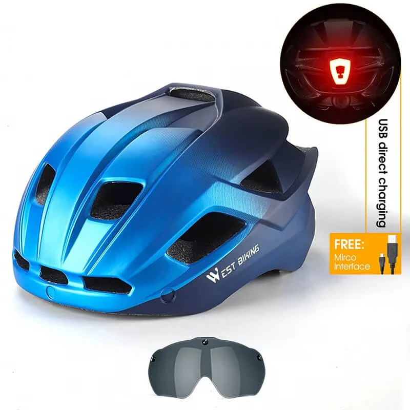 AeroShield™ | Casque velo avec feu arrière intégré et lunettes magnétiques pour une sécurité renforcée
