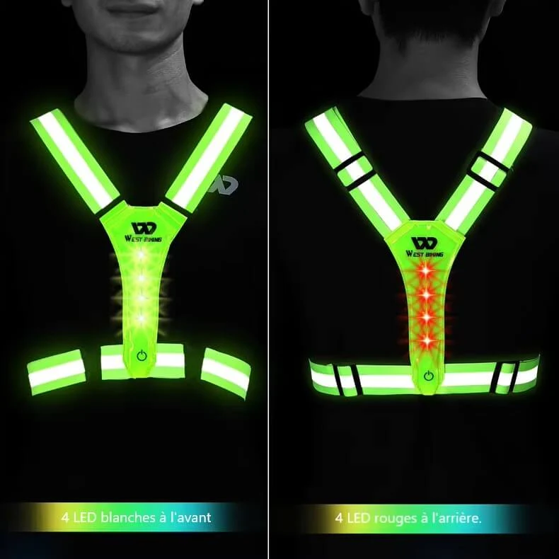 SafetyVestLight™ | Gilet clignotant velo led rechargeable et étanche