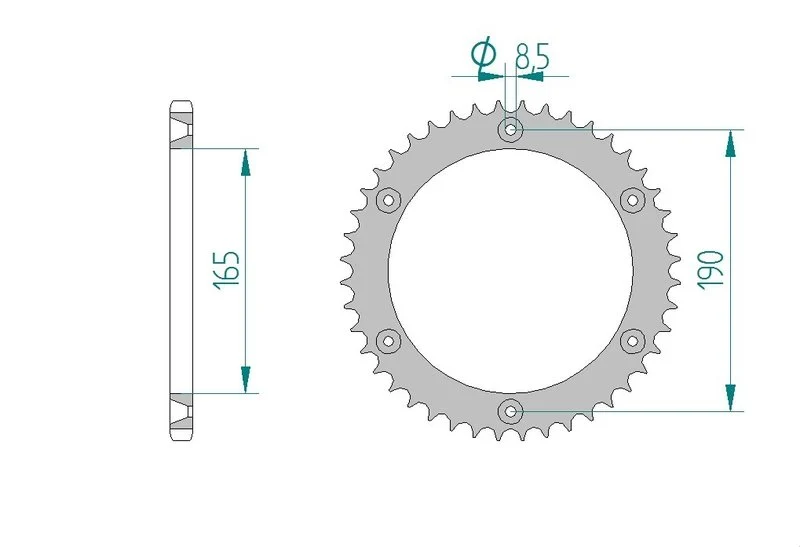 Couronne AFAM aluminium 72303 - 45 dents
