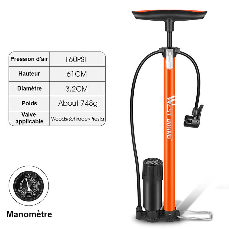 BPump™ | Pompe a velo à pied compatible Presta et Schrader