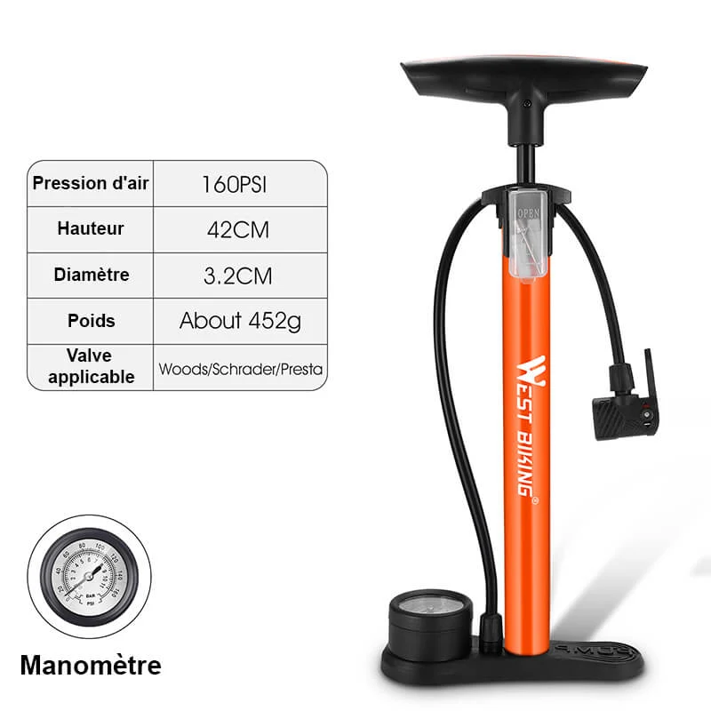 BPump™ | Pompe a velo à pied compatible Presta et Schrader