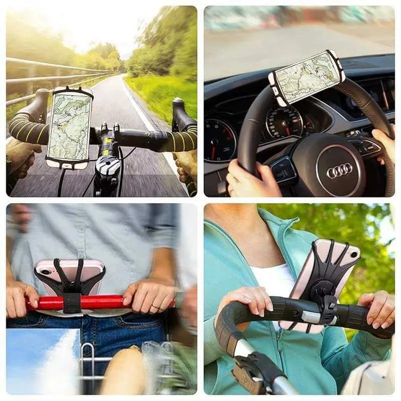 UniversalHandlebarMount™ | Support telephone velo en silicone avec rotation 360°