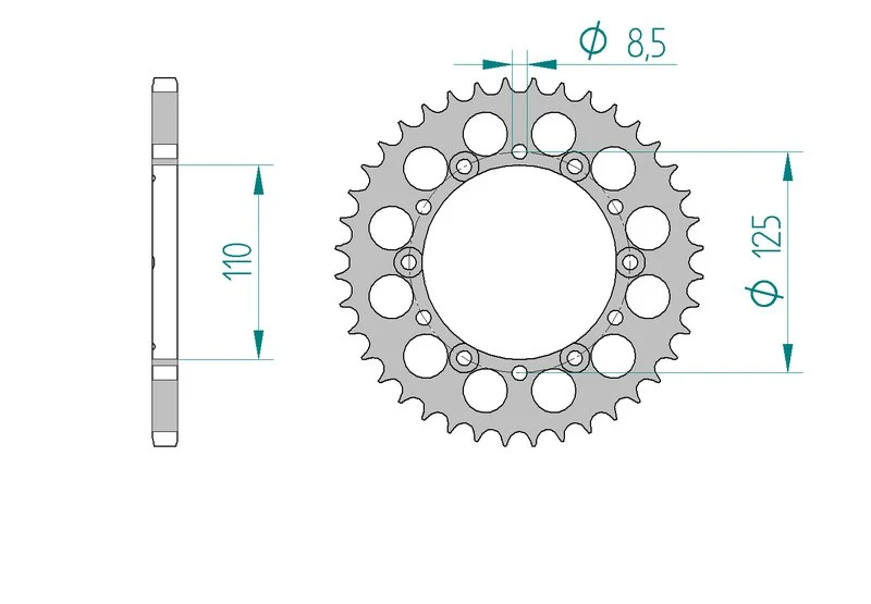 Couronne AFAM aluminium 60201 - 42 dents