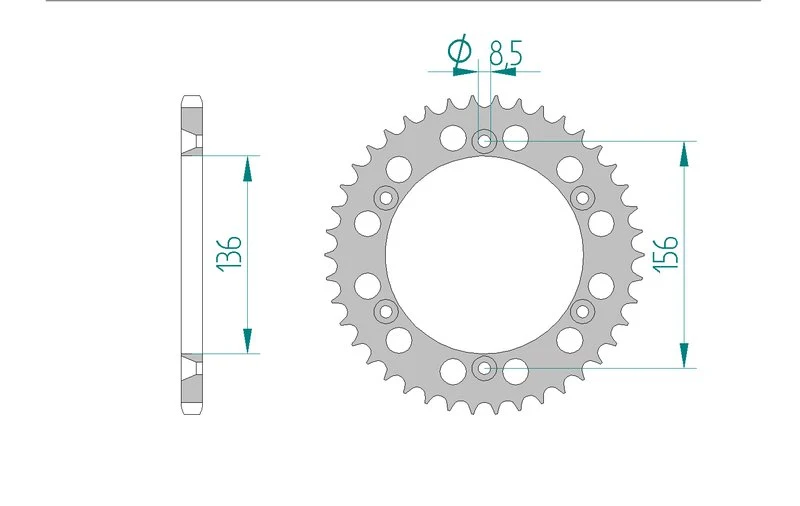 Couronne AFAM aluminium 15206+ - 52 dents