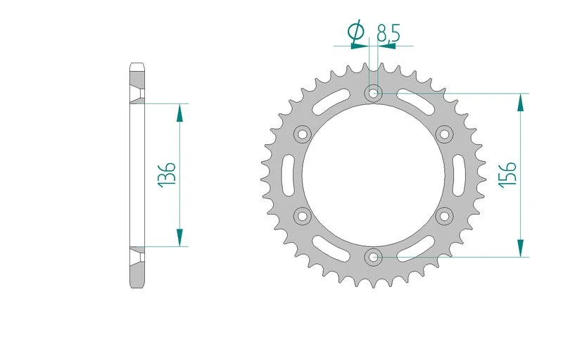 Couronne AFAM acier 14206 - 45 dents