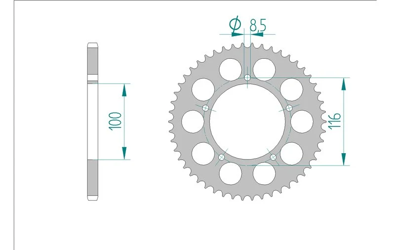 Couronne AFAM aluminium 17100+ - 44 dents