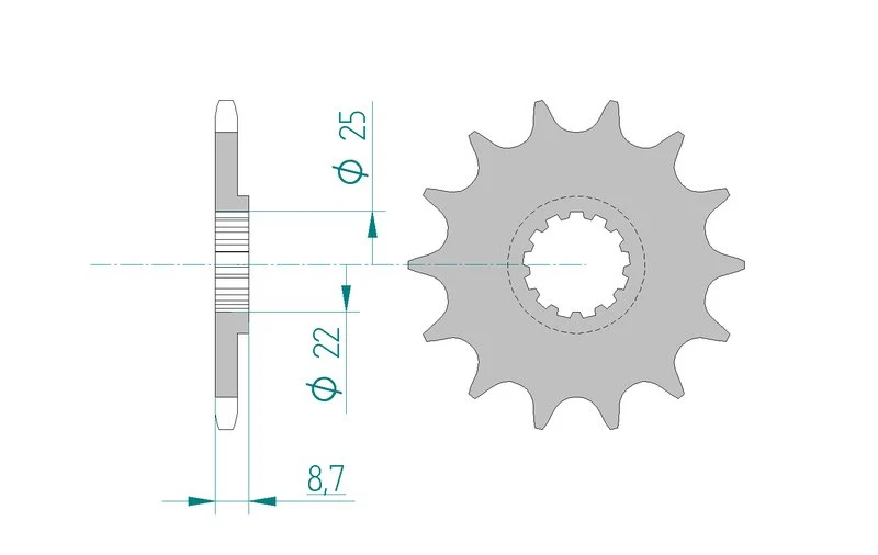 Pignon AFAM 22505A - 16 dents