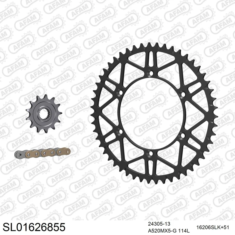 Kit chaîne AFAM aluminium Kawasaki KX 250 F