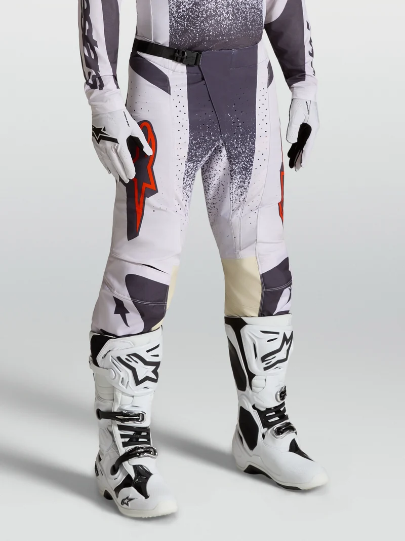 Pantalon Alpinestars Techstar Swan - Lilas clair/Gris foncé/Rouge fluo