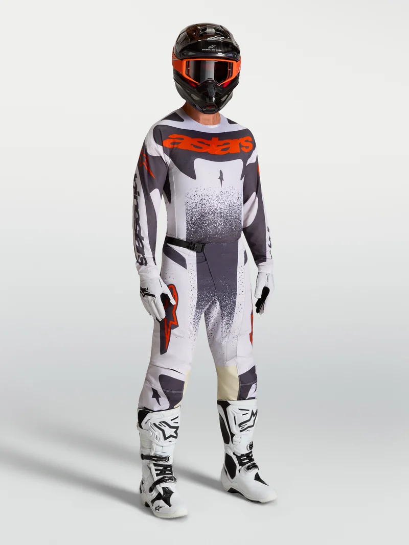 Pantalon Alpinestars Techstar Swan - Lilas clair/Gris foncé/Rouge fluo