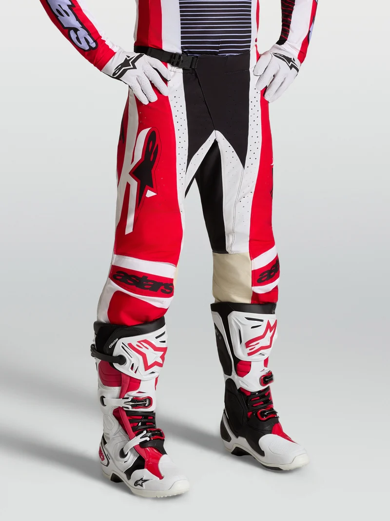Pantalon Alpinestars Techstar Maven - Rouge feu/Blanc/Lavande/Noir