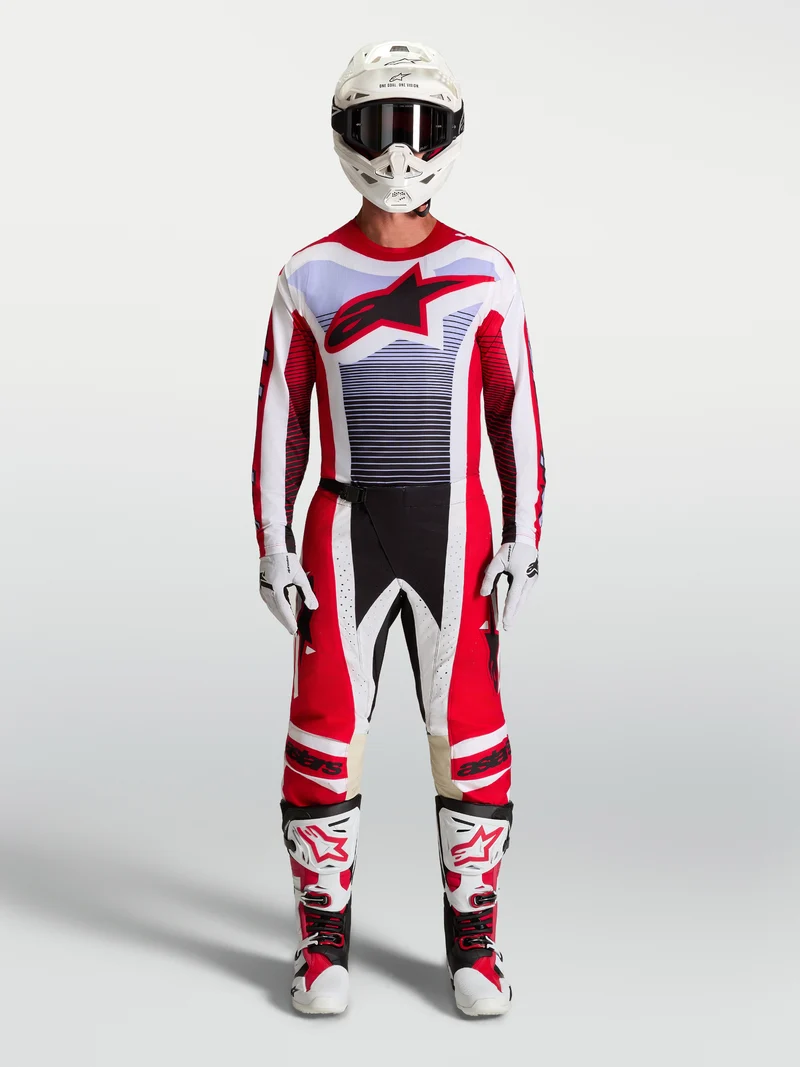 Pantalon Alpinestars Techstar Maven - Rouge feu/Blanc/Lavande/Noir