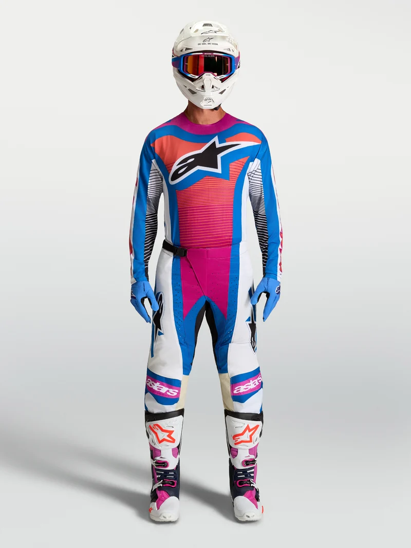 Pantalon Alpinestars Techstar Maven - Blanc/Corail/Bleu Blithe