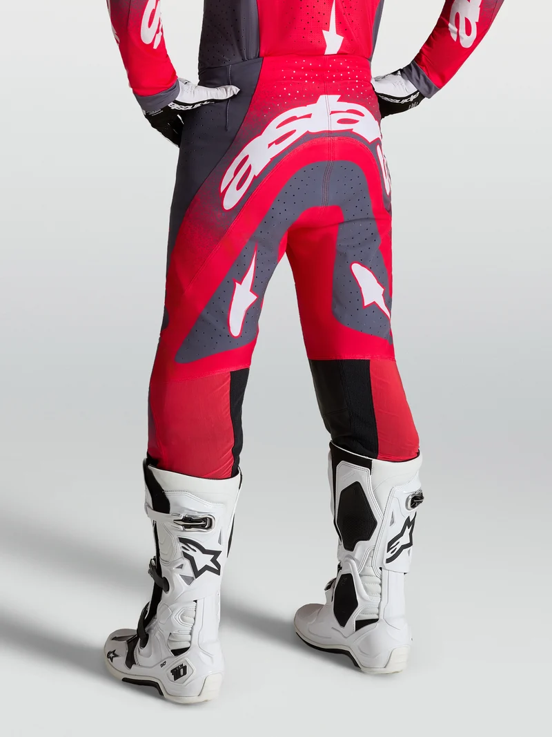 Pantalon Alpinestars Supertech Hiten AFD - Gris stone/Rouge fluo/Lilas clair
