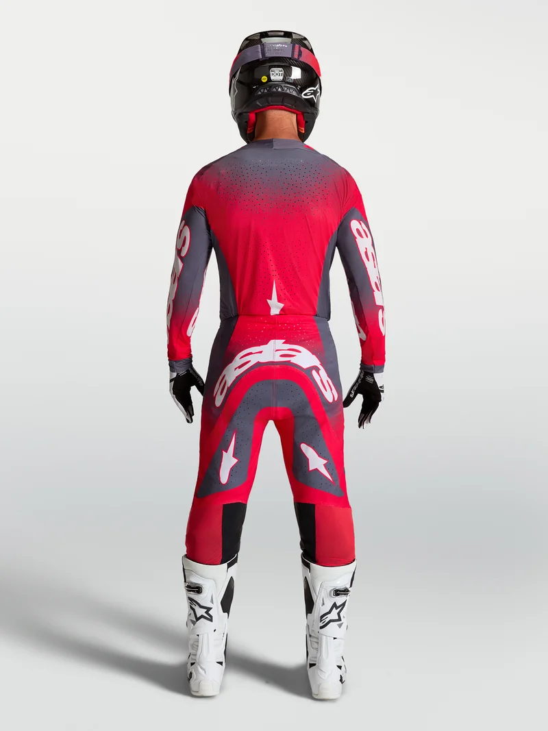 Pantalon Alpinestars Supertech Hiten AFD - Gris stone/Rouge fluo/Lilas clair