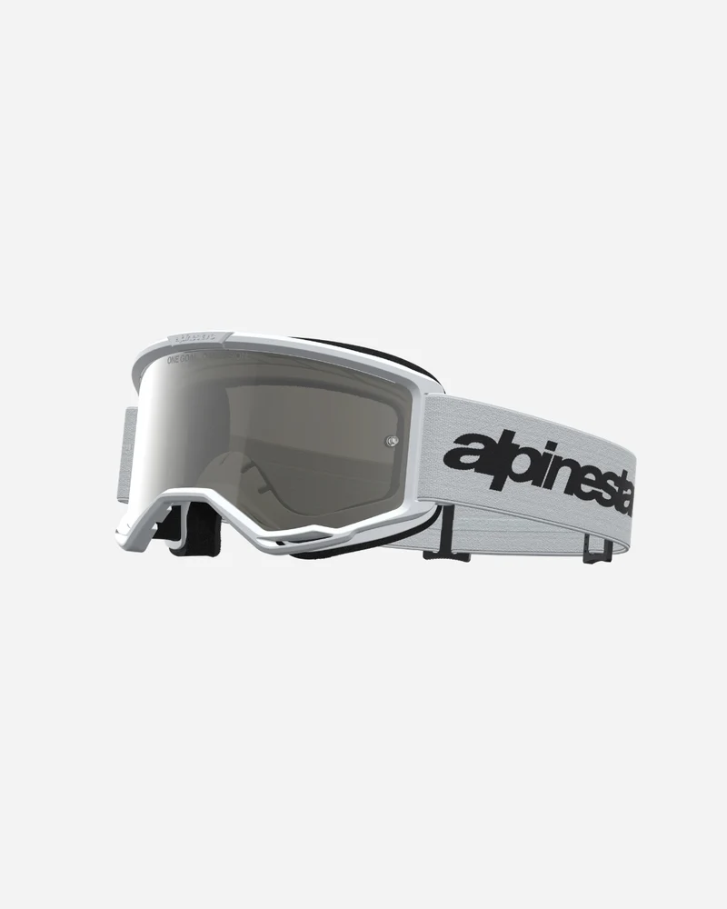 Masques Alpinestars Vision 3 Wordmark - Blanc/Noir/Miroir Argent