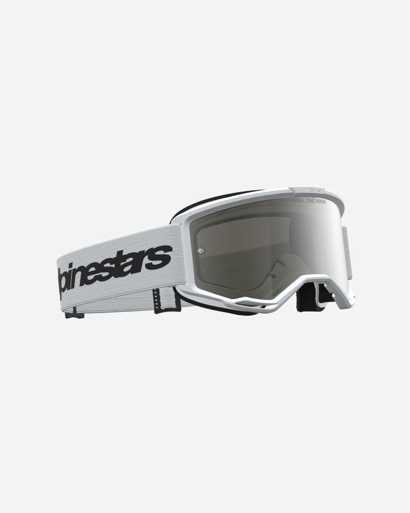 Masques Alpinestars Vision 3 Wordmark - Blanc/Noir/Miroir Argent