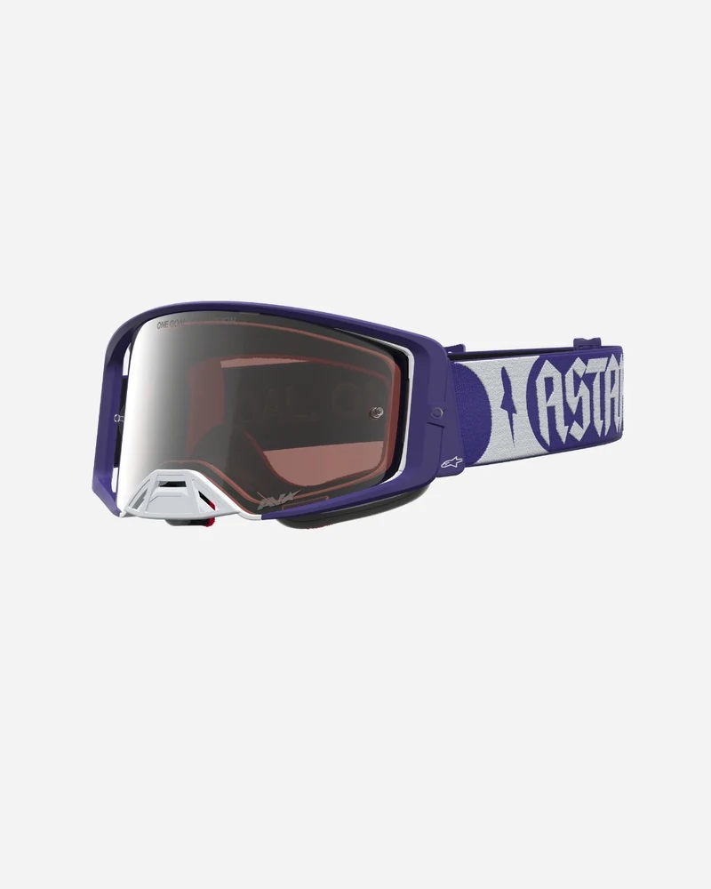 Masques Alpinestars Supertech Atrox - Bleu Foncé/Blanc/Miroir Argent
