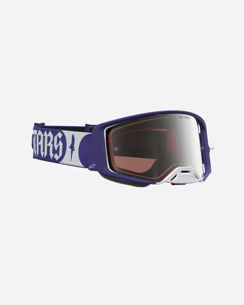 Masques Alpinestars Supertech Atrox - Bleu Foncé/Blanc/Miroir Argent