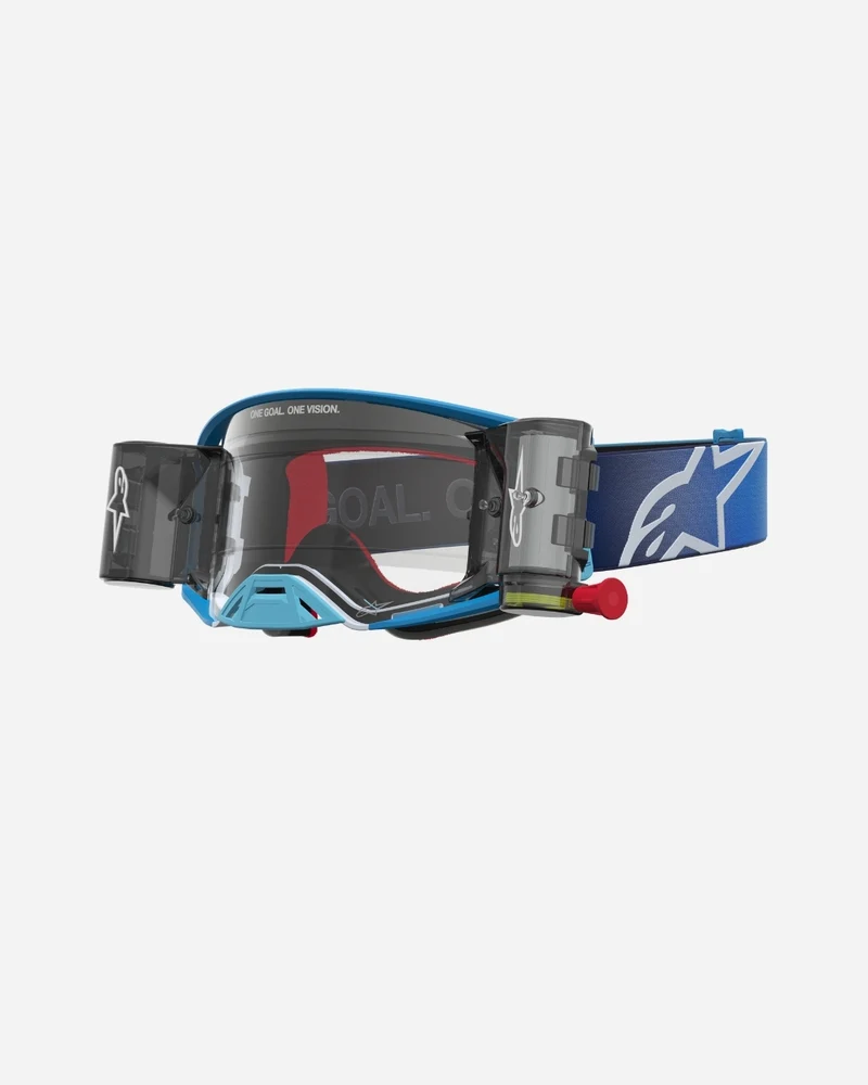 Masques Alpinestars Supertech Firma Roll-Off - Bleu/Argent/Écran Transparent