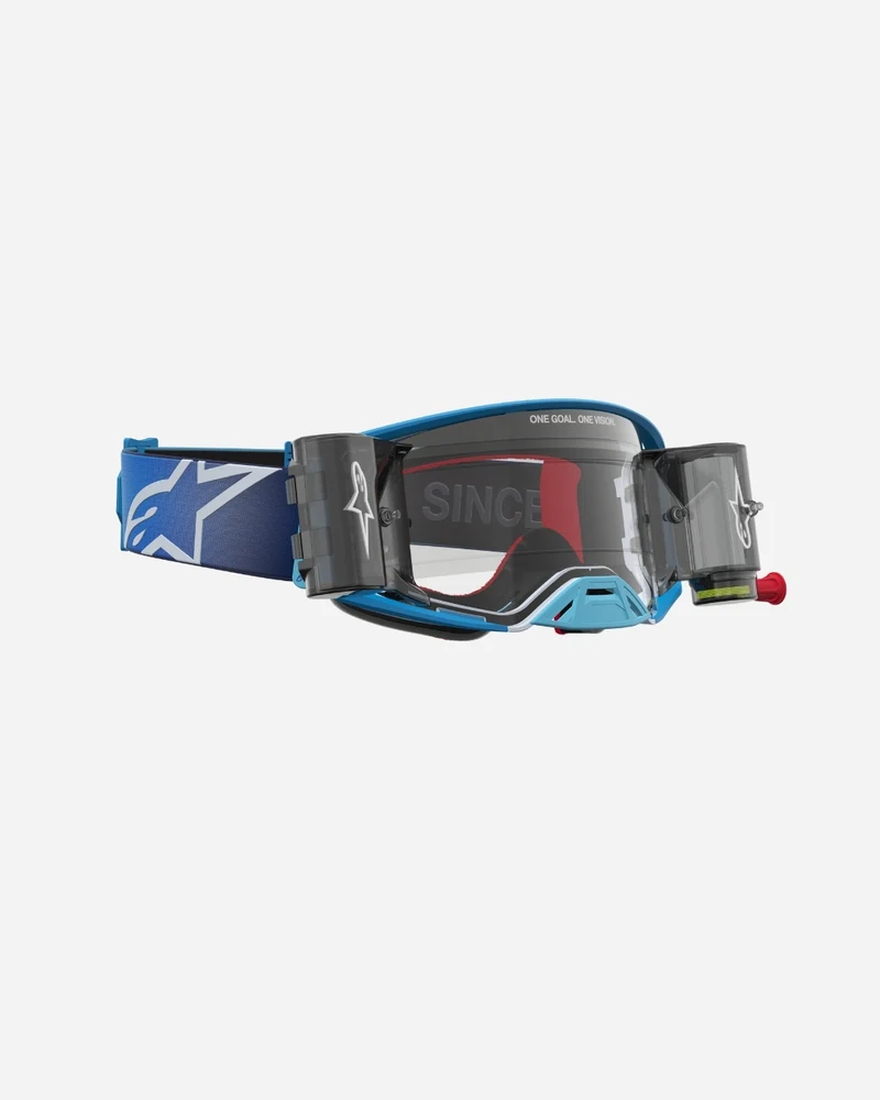 Masques Alpinestars Supertech Firma Roll-Off - Bleu/Argent/Écran Transparent