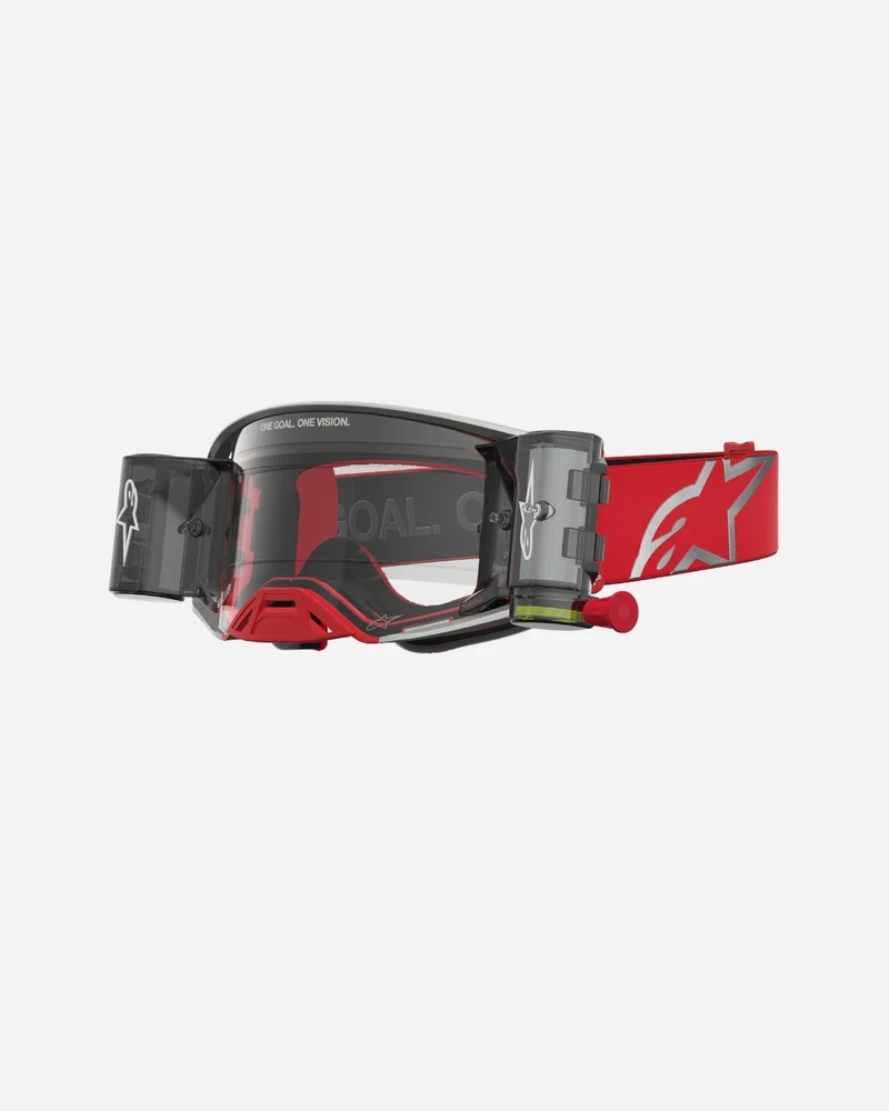 Masques Alpinestars Supertech Firma Roll-Off - Rouge/Argent/Écran Transparent
