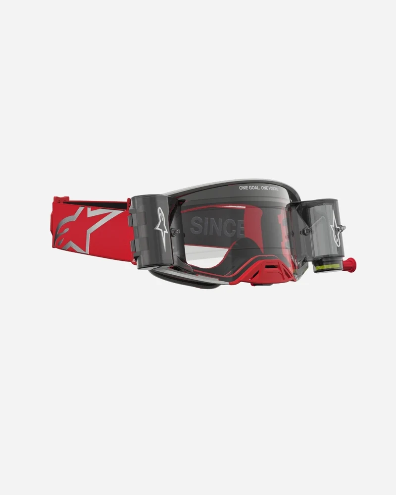 Masques Alpinestars Supertech Firma Roll-Off - Rouge/Argent/Écran Transparent