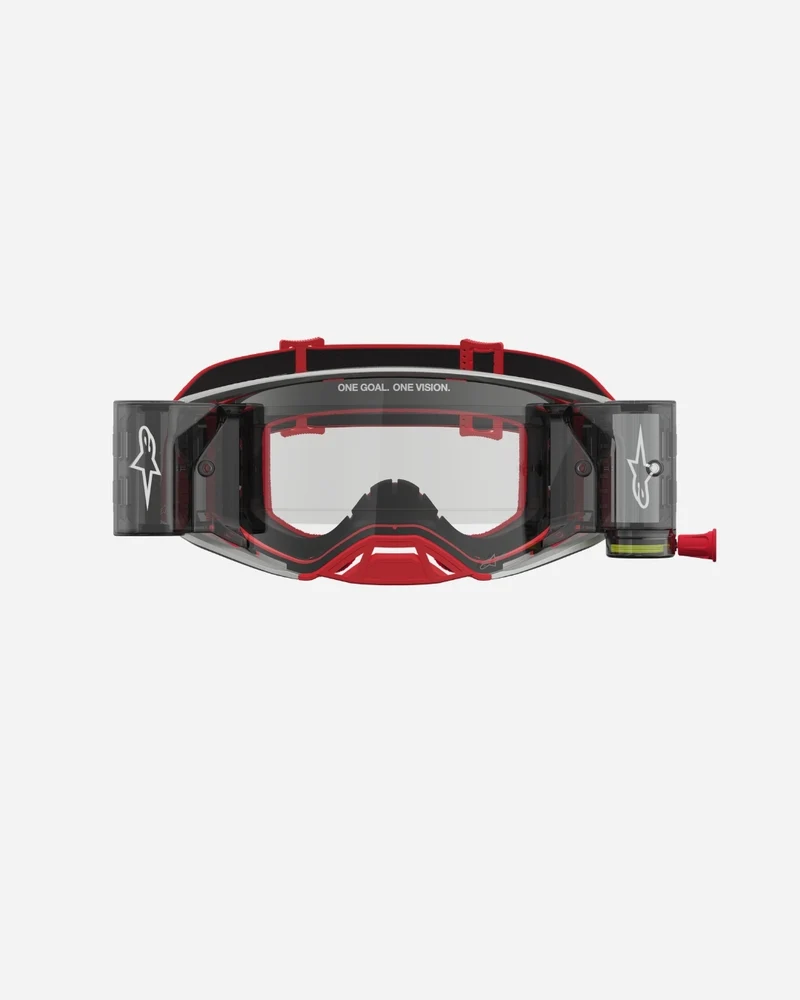 Masques Alpinestars Supertech Firma Roll-Off - Rouge/Argent/Écran Transparent