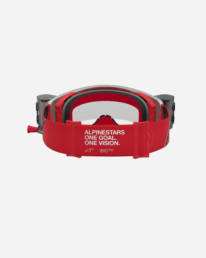Masques Alpinestars Supertech Firma Roll-Off - Rouge/Argent/Écran Transparent