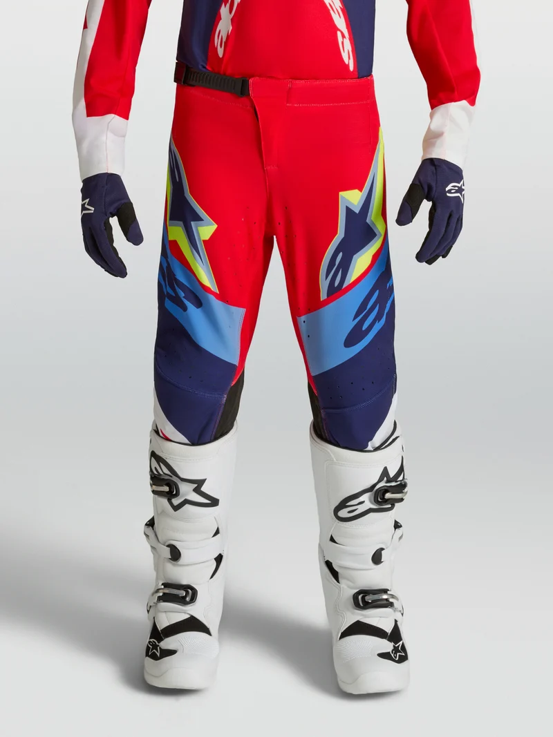 Pantalon enfant Alpinestars Supertech Dyna - Rouge Fire/Blanc/Bleu Navy
