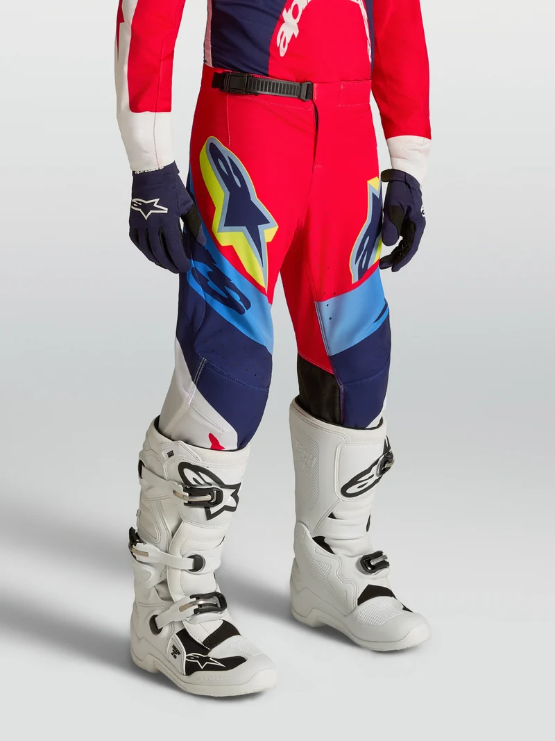 Pantalon enfant Alpinestars Supertech Dyna - Rouge Fire/Blanc/Bleu Navy