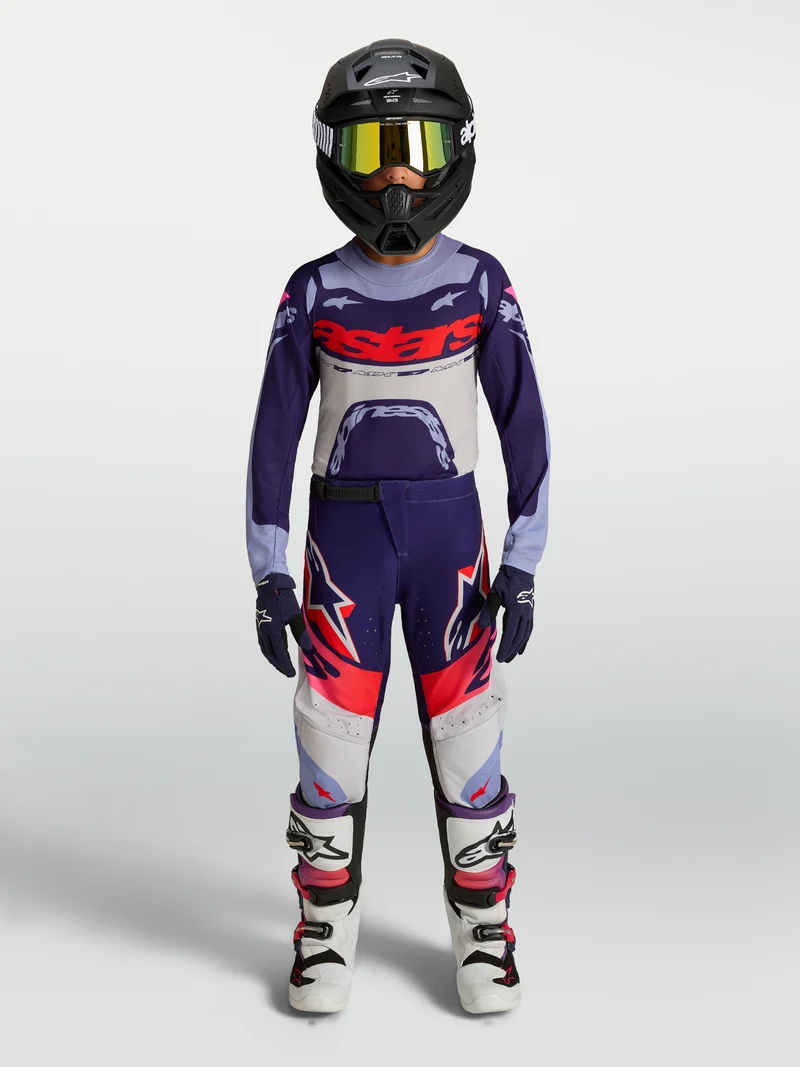Pantalon enfant Alpinestars Supertech Dyna - Violet Clair/Violet Foncé/Rose Fluo