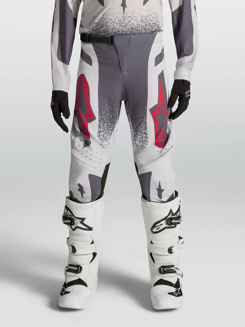 Pantalon enfant Alpinestars Supertech Swan - Lilas Clair/Gris Foncé/Rouge Fluo