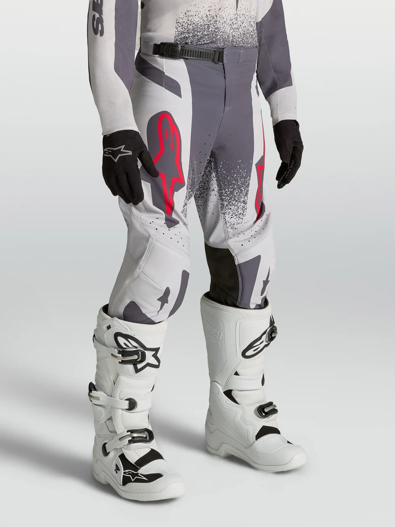 Pantalon enfant Alpinestars Supertech Swan - Lilas Clair/Gris Foncé/Rouge Fluo