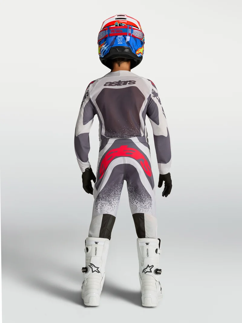 Pantalon enfant Alpinestars Supertech Swan - Lilas Clair/Gris Foncé/Rouge Fluo