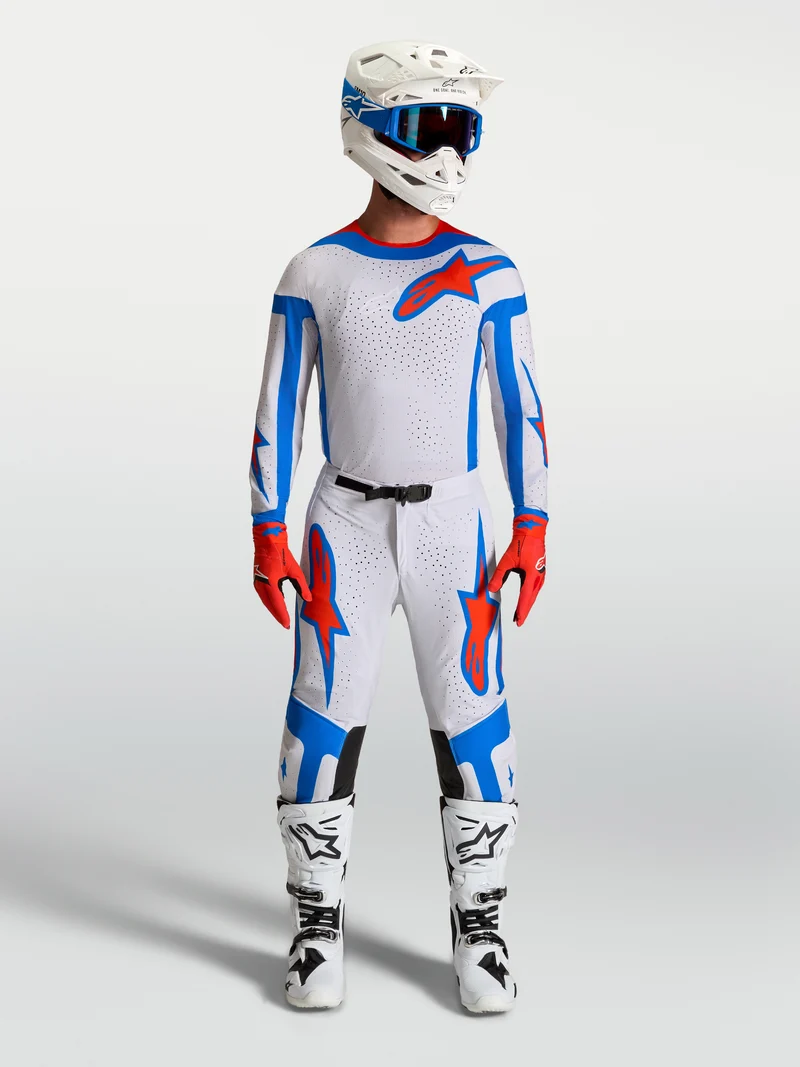 Pantalon Alpinestars Supertech Vesta - Lilas clair/Rouge cardinal