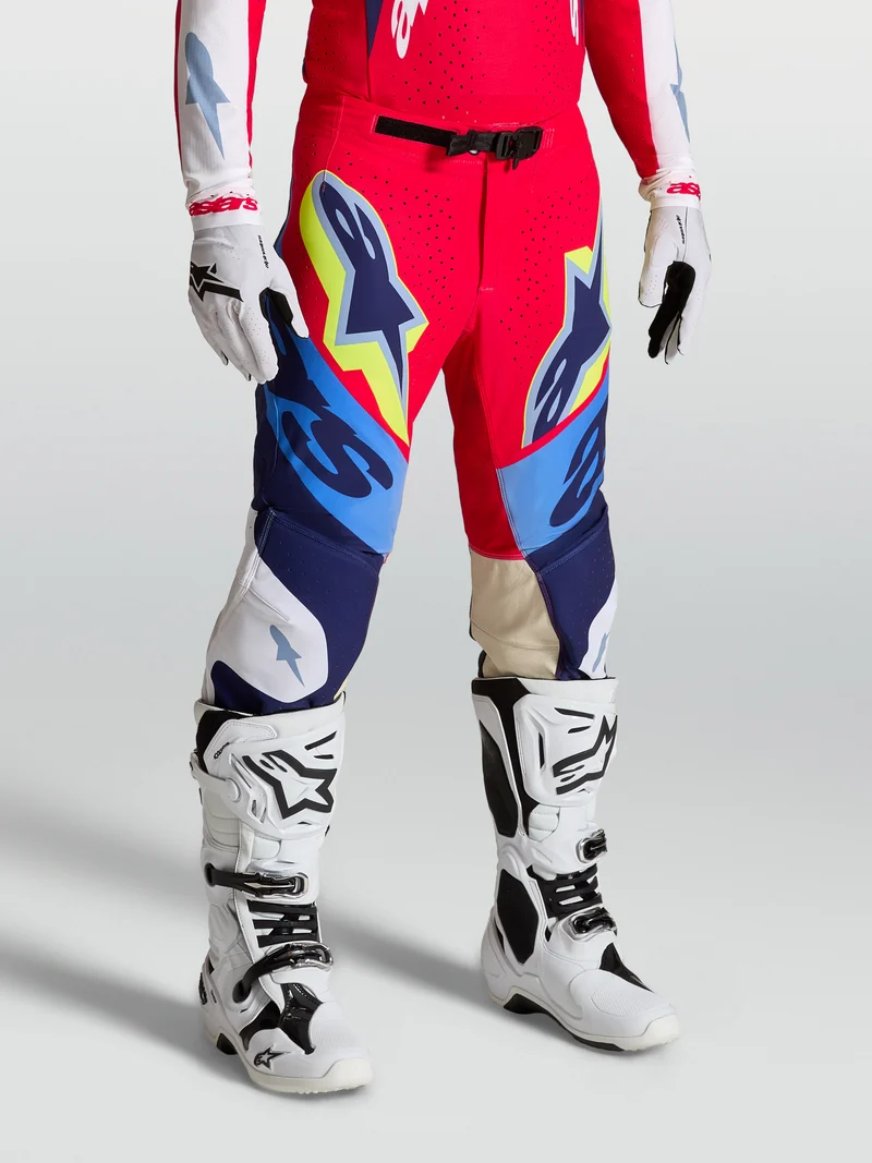 Pantalon Alpinestars Supertech Dyna - Rouge feu/Blanc/Bleu marine