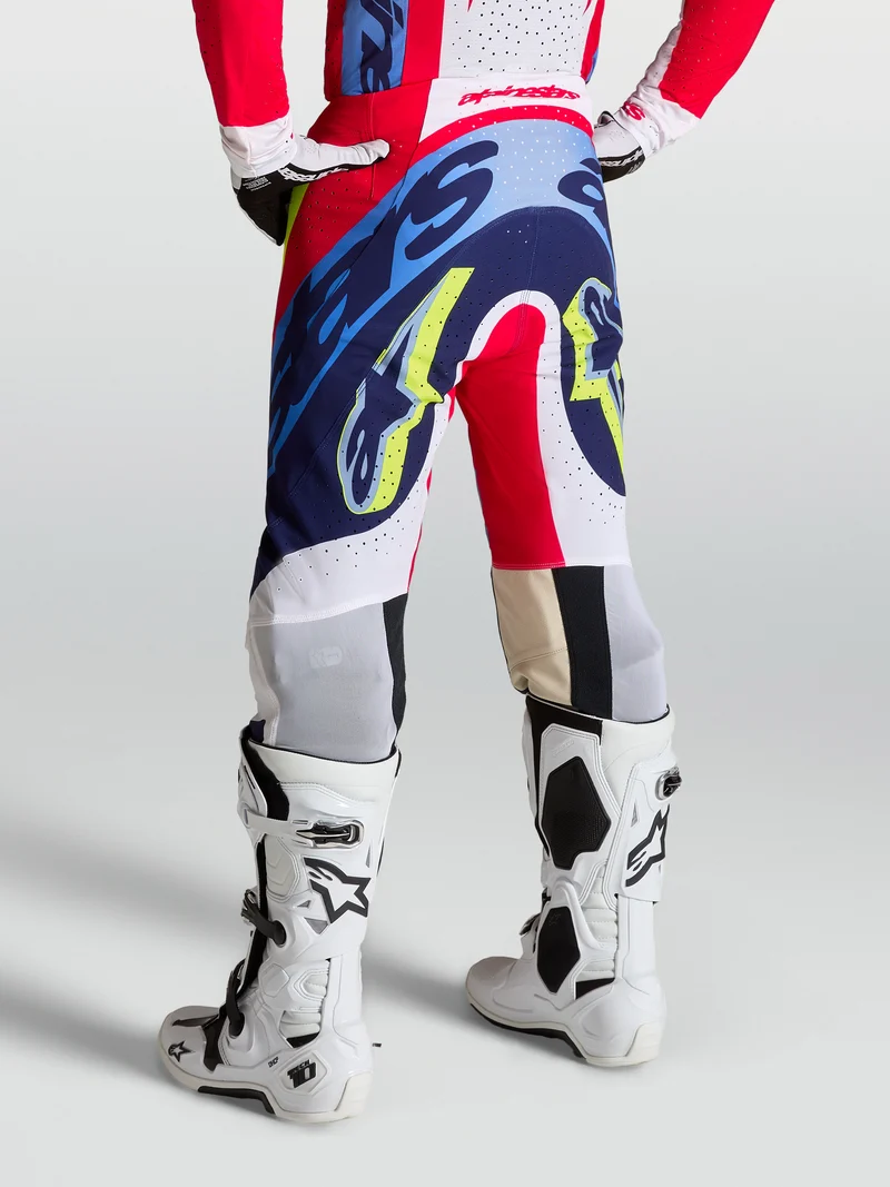 Pantalon Alpinestars Supertech Dyna - Rouge feu/Blanc/Bleu marine