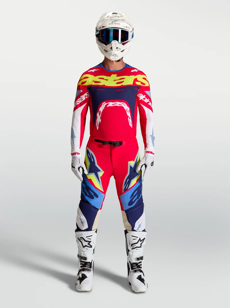 Pantalon Alpinestars Supertech Dyna - Rouge feu/Blanc/Bleu marine