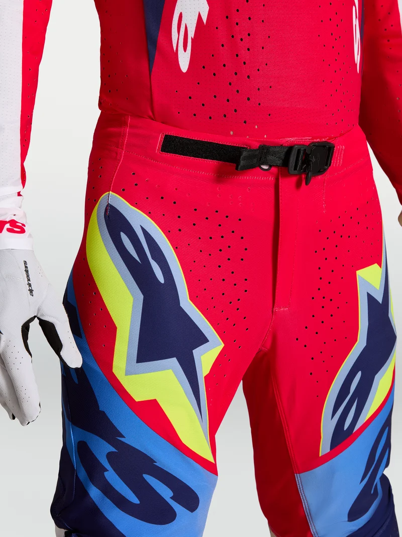 Pantalon Alpinestars Supertech Dyna - Rouge feu/Blanc/Bleu marine