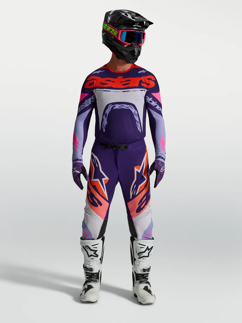 Pantalon Alpinestars Supertech Dyna - Violet clair/Violet foncé/Rose fluo