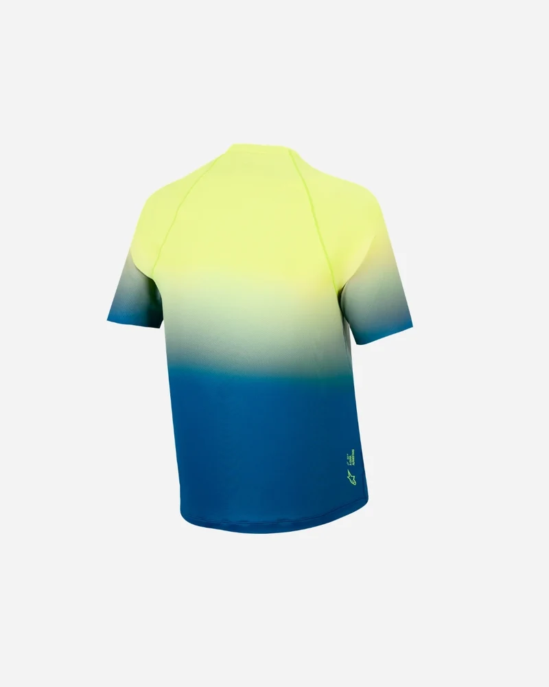 Maillot enfant manches courtes Alpinestars A-Dura Astar - Bleu/Vert/Jaune Fluo