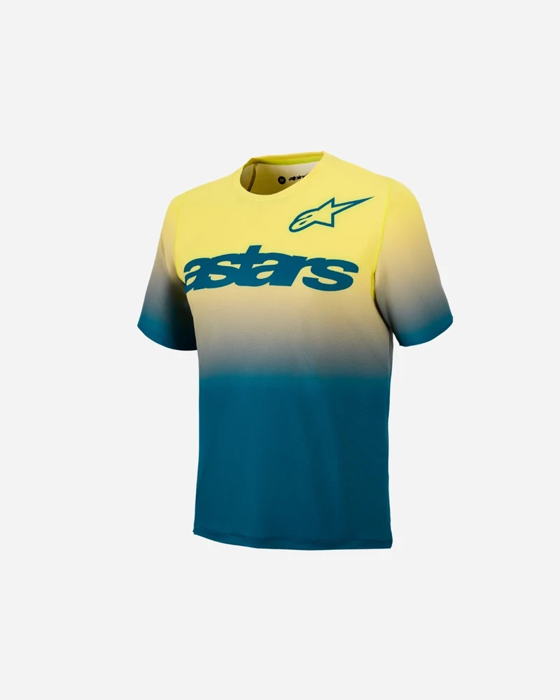 Maillot manches courtes Alpinestars A-Dura Astars 2.0 - Bleu/Vert/Jaune fluo