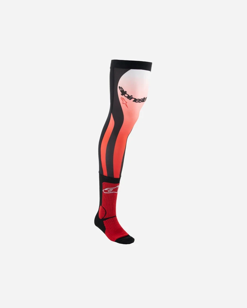 Chaussettes longues de genouillère Alpinestars - Rouge vif/Blanc